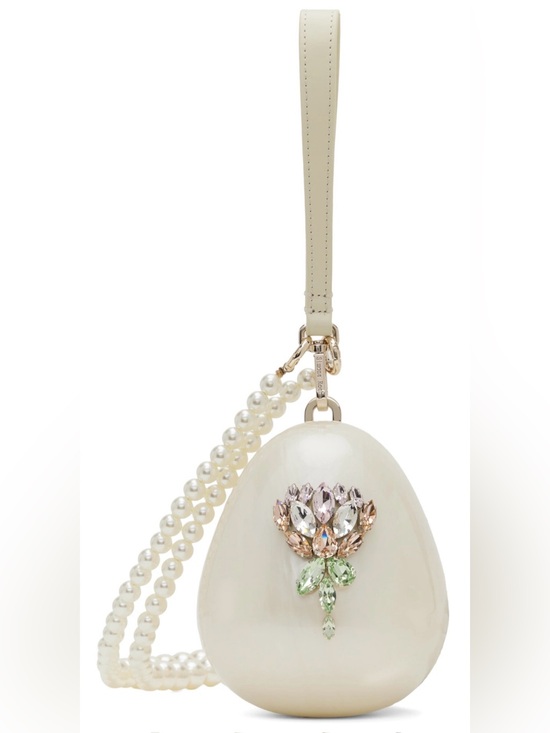 Simone Rocha Handbags - Simone Rocha Cream Pearl Jeweled Egg Wristlet